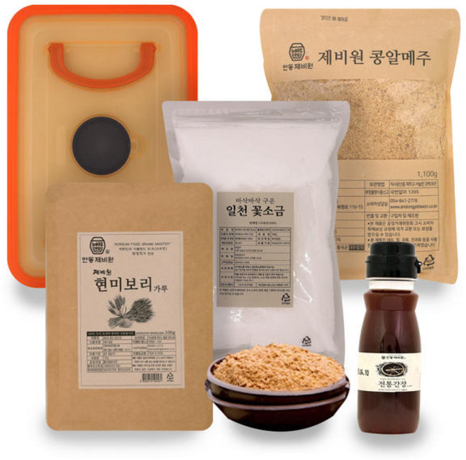 경북안동 제비원 된장 만들기 세트 (메주 정제염 현미보리가루 생수 씨간장 보관통), 3.5kg, 1개, 안동제비원