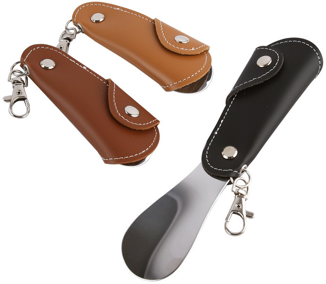 휴대용 접이식 가죽 구두주걱 신발 헤라 슈혼 구둣주걱, 브라운, 1개