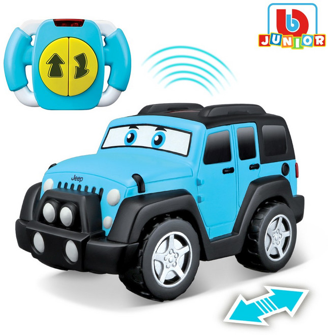 비비주니어 지프 랭글러 언리미티드 전후진 무선조종 RC카, 블루 + 블랙, 1개