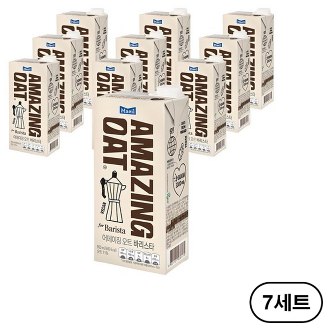 매일유업 어메이징 오트 바리스타 식물성 음료 비건 오트밀크 950ml, 70개
