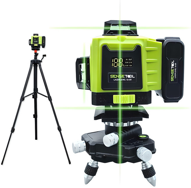 센스툴 16-09 전자식 셀프 레벨기 수직 수평 사선 공사장 작업 측정기 삼각대포함 풀세트, 1개, 16-09 풀세트