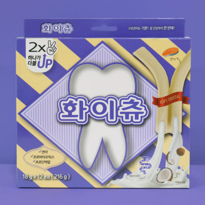 퓨리덴 화이츄 216g 덴탈껌 구강관리 치석제거 입냄새제거 강아지껌, 1개