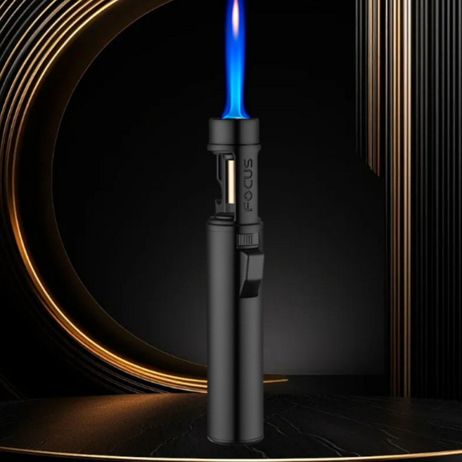 에코럭키 고화력 토치라이터 캠핑 숯불 점화, 1개, 원터치 고화력 토치-블랙