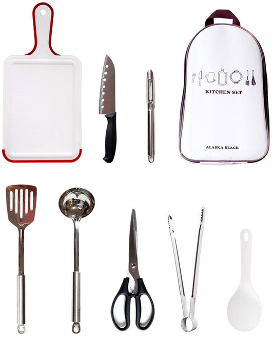 캠핑 조리도구 9종 세트, 1개, 아이보리