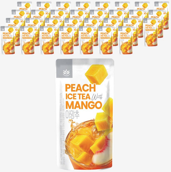 발란스그로우 편의점 빅사이즈 파우치 음료 아망추 복숭아 망고 아이스티 홈카페 탕비실음료, 32개, 320ml