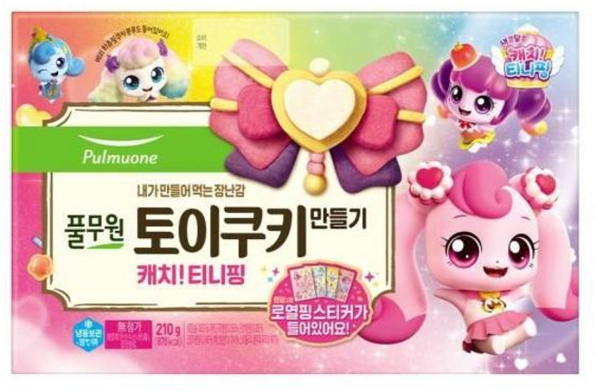 어린이 날 간식 풀무원 토이 쿠키 만들기 캐치 티니핑 로열 핑 스티커 (35gx6구), 210g, 1개