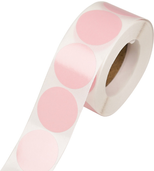 디어플레이스 컬러 롤스티커 500매 2.5cm, 1롤, 17.원형_라이트핑크