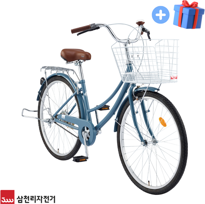 삼천리 2026년식 26 선데이 여성용 클래식 시티형 바구니 자전거 1단, 레드, 1개