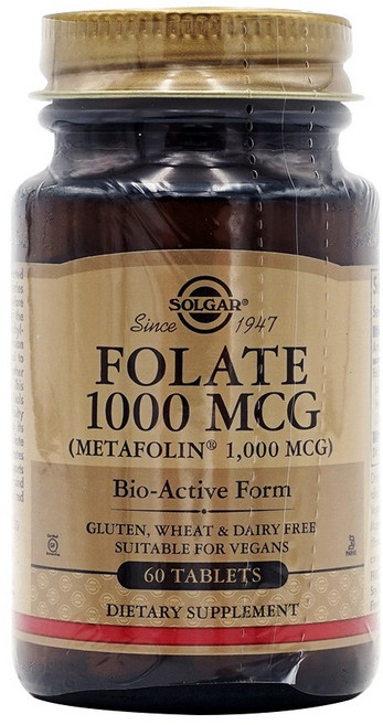 솔가 폴레이트 1000mcg 글루텐 프리 비건 무설탕 타블렛, 60정, 1개