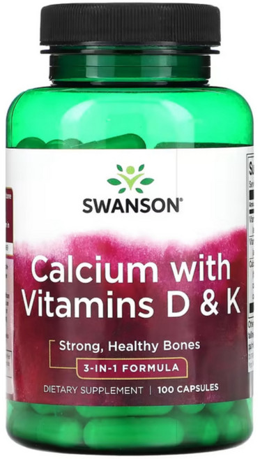 Swanson 칼슘 350mg 비타민 D K 함유 Calcium & Vitamins D K, 1개, 100정