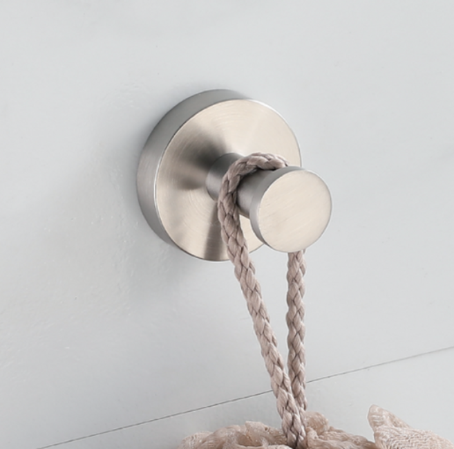 다용도 욕실 주방 무타공 흡착 스테인리스 걸이, 실버, 1개