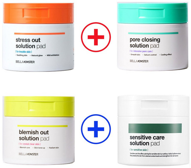 업그래이드 벨라몬스터 1+1 솔루션 패드 당근 라임 민트 톳 약산성 스크럽필링 얼굴패드, 라임+민트