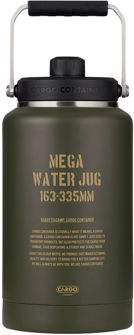 카고컨테이너 3.8L 대용량 캠핑 워터 저그 휴대용 물통 보냉 보온 물통, 1개, 카키