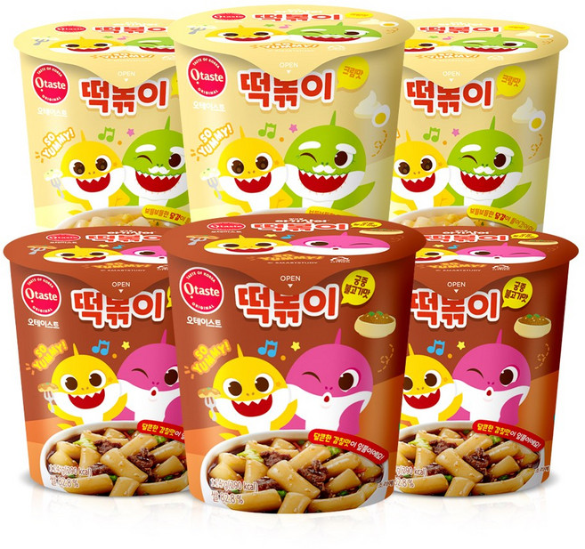 핑크퐁 아기상어 떡볶이 혼합 6개 (불고기맛 3 + 크림맛 3), 1개, 116g