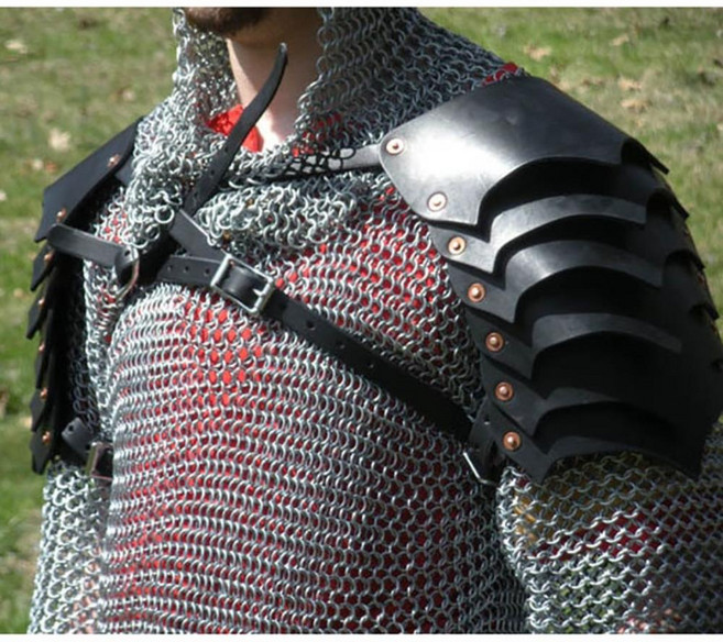 중세 기사 코스프레 검투사 졸업사진 갑옷 방패 소품 스케일 어깨 해적 폴드론 스팀펑크 바이킹 의상 스패더 고딕 가죽