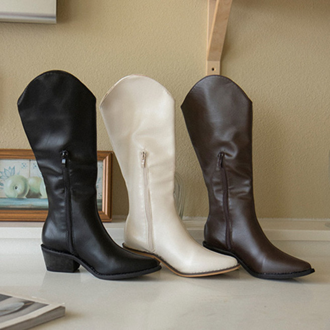 여성 통굽 키높이 카우보이 웨스턴부츠 5cm