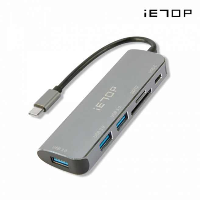이탑 C타입 멀티커넥터 유전원 3.0 USB허브 PD 100W 고속충전 SD/TF 카드리더기, 1개