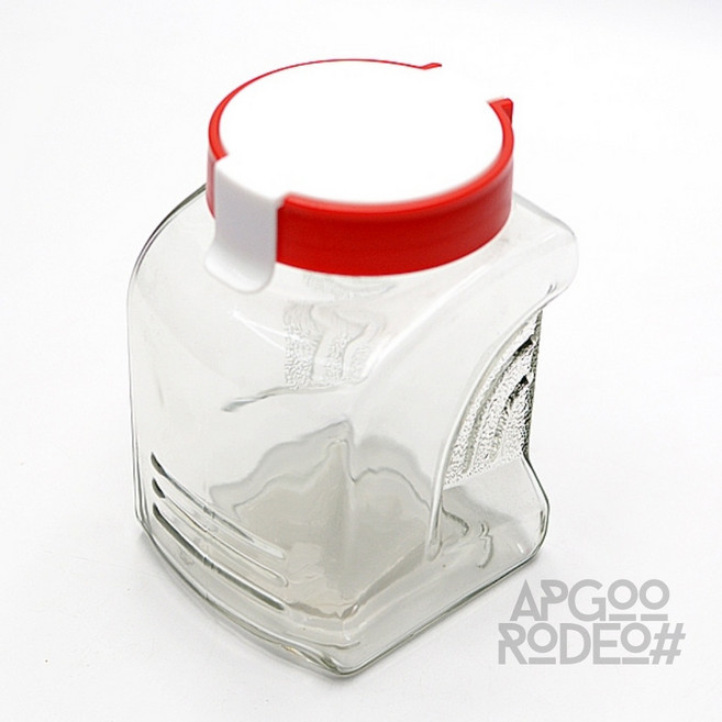 원터치 유리 밀폐용기 레드 970ml 유리잼병