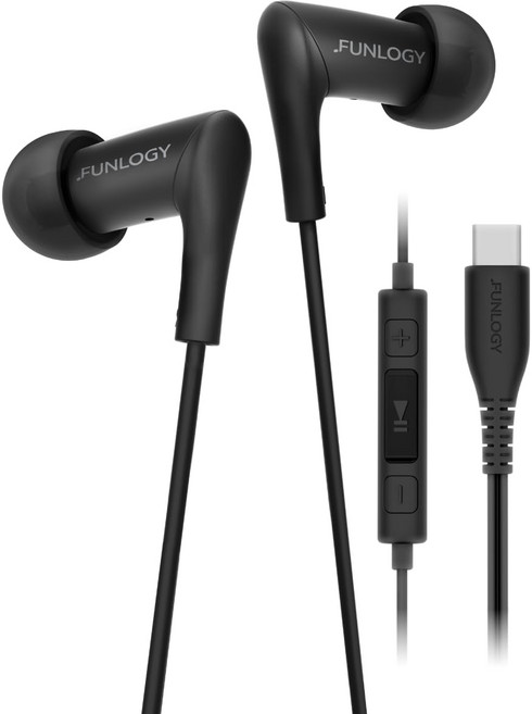FUNLOGY Wired Earbuds 블랙 USB Type-C 커널형 ASMR 게이밍 이어폰
