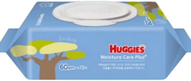 하기스 모이스쳐케어 플러스 유아물티슈 캡형 60평량, 60g, 72매, 9개