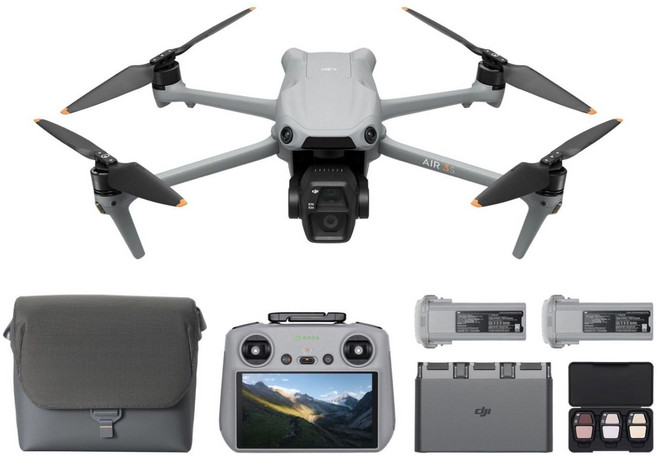 DJI Air 3S 플라이 모어 콤보 RC-N3 1인치 CMOS 와이드 앵글 및 미디엄 텔레포토 카메라를 갖춘 드론 4K60fps HDR 영상 나이트스케이프 전방위 장애물 감지, 1개