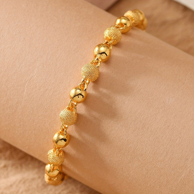 우아한 여성 물결무늬 골드 매트 비즈 팔찌