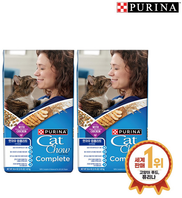 퓨리나 캣차우 컴플리트 1.42kg_2팩_고양이 사료_리뉴얼, 1.42kg, 2개, 닭