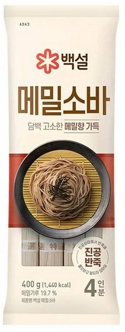 CJ 백설 메밀소바, 400g, 192개