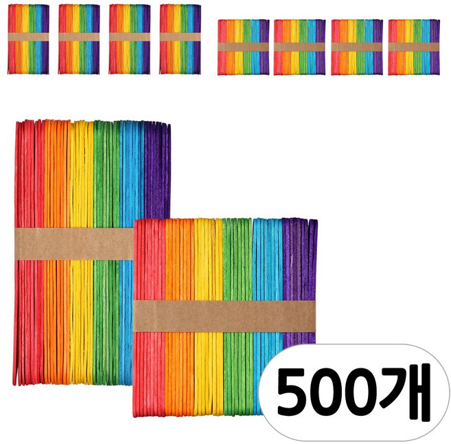 [모핸] 아이스크림 막대 (하드스틱), 칼라(소+대) 혼합, 10봉