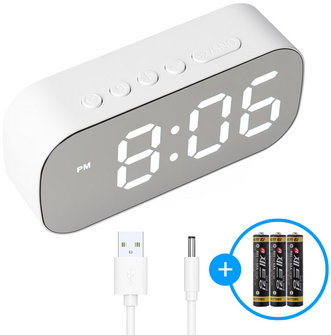 더숨 무소음 LED 탁상시계 디지털 알람시계 SOOM-TM10E, 화이트