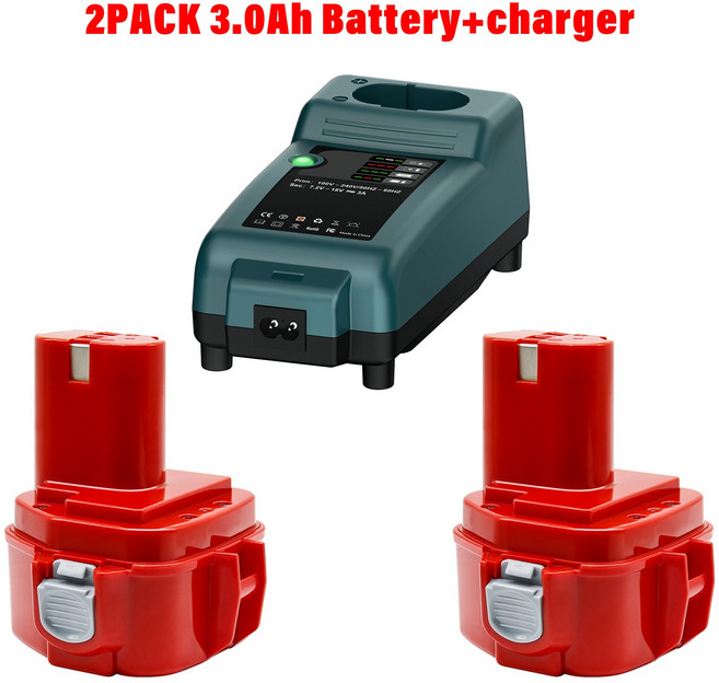 Makita 12V NiMH 충전식 배터리 전동 공구 교체 드릴 Bateria 충전기 PA12 1220 1222 15 13 용 3.0Ah/4.0Ah, [13] 2Pcs 3.0Ah 1charger