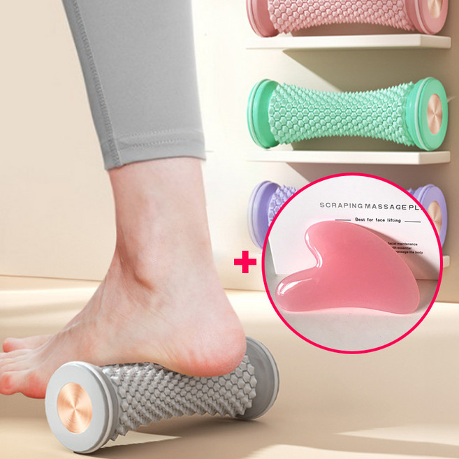 풋롤러 발바닥 지압 마사지 롤러 얼굴마사지 괄사 세트, 퍼플1개+하트괄사, 1세트