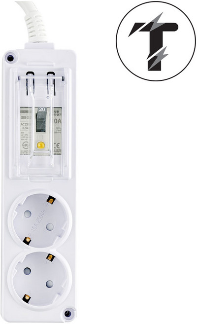 탭앤탭 고용량 멀티탭 4000W 에어컨 건조기 세탁기 대형가전 배선차단/누전차단 2구/3구 화이트, 1개, 누전 차단 2구 화이트, 0.4m
