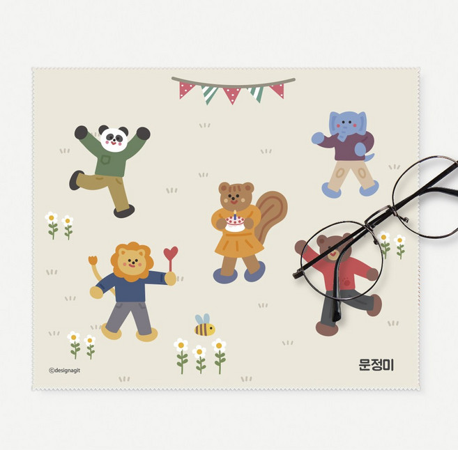 주문제작 휴대용 안경닦이 킨더가든 초극세사 프리미엄 클리너 천