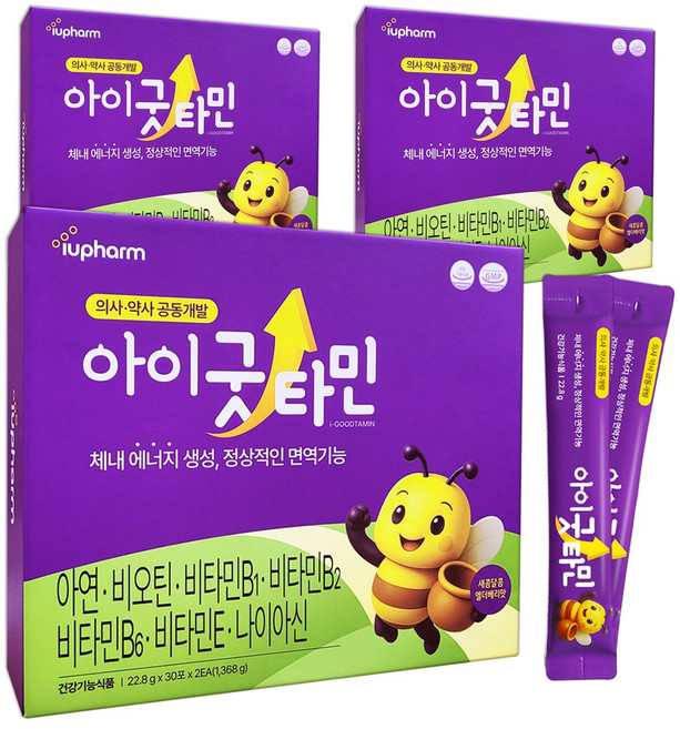 아이유팜 아이굿타민 60포X3박스 어린이 엘더베리 액상 멀티 비타민 영양제 아연, 3개, 60회분