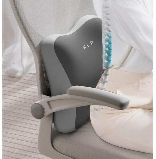 케이엘피 바른자세 사무실 허리 등받이 쿠션, 그레이혼합