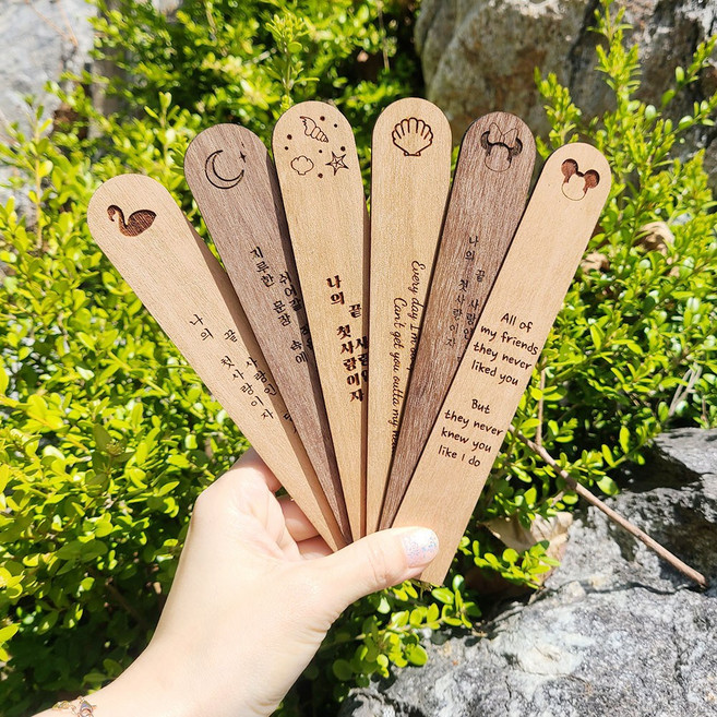 원목 책갈피 무료각인 특별한 선물 북마크 우드감성 주문제작 핸드메이드, 부빙가, 이모티, 4번 모래사장