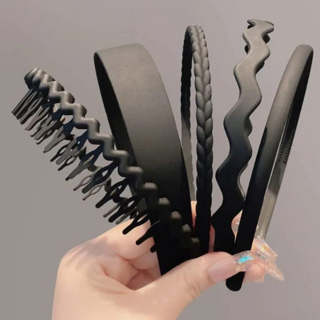 5개 무광 빗살 고정용 헤어밴드 귀안아픈 기본 머리띠