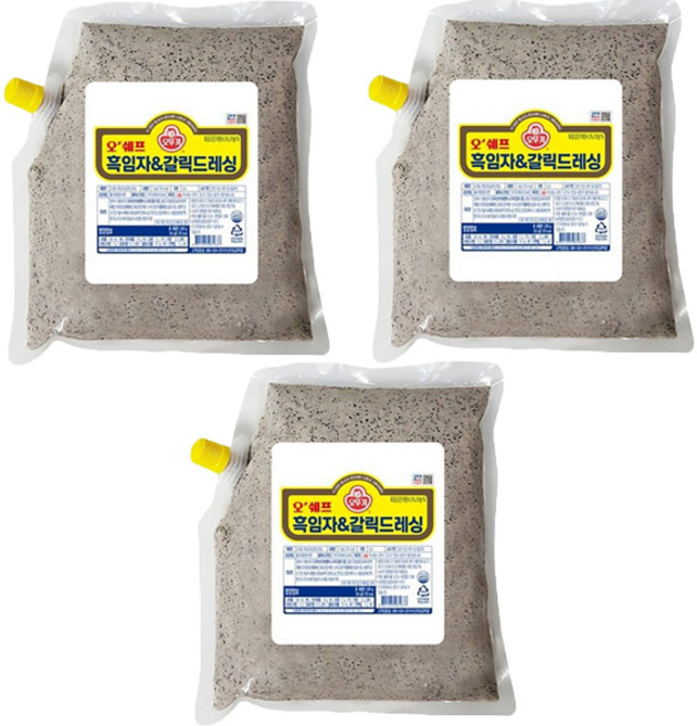 오뚜기 오쉐프 흑임자&갈릭드레싱, 1kg, 3개