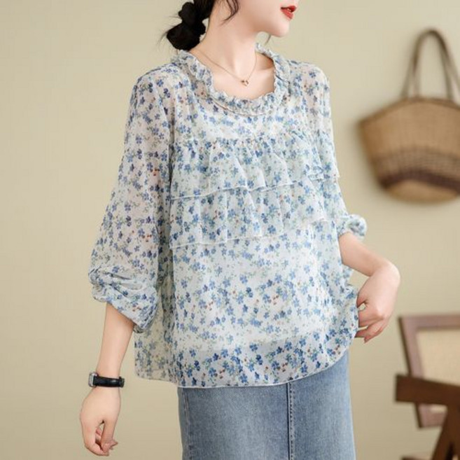 ZENCY 젠시 핀 시스루 블라우스 (55~88사이즈까지)