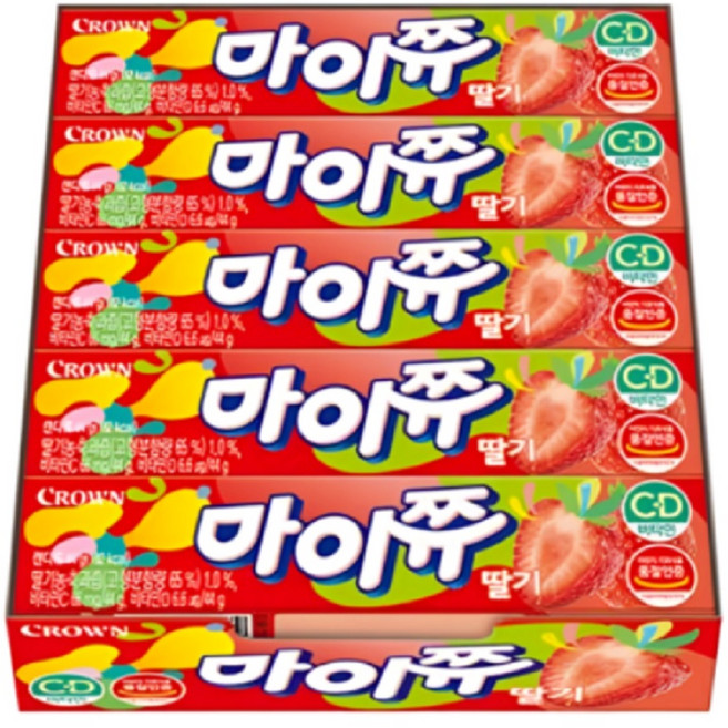 크라운 마이쮸 츄잉캔디 딸기맛 44g, 15개