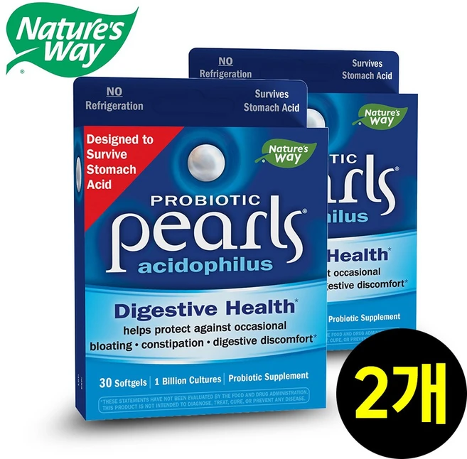 네이쳐스 웨이 Probiotic Pearls 애시도필러스 10억 소프트젤 30정, 2개 - 쿠팡