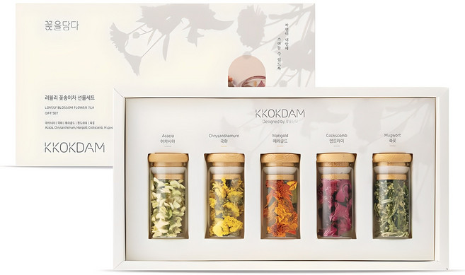 꽃을담다 꽃차 선물세트, 러블리꽃송이차 5종, 1세트
