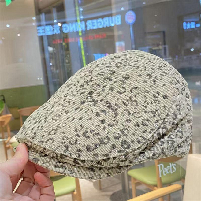 復古豹紋鴨舌帽 女 戶外時尚百搭 貝雷帽 顯臉小