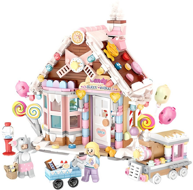 LOZ 로맨틱 캔디 하우스 미니블록, 혼합색상, 1개