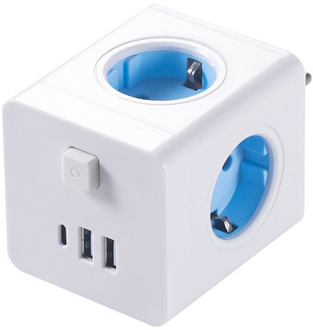 파워큐브 고용량 멀티탭 4구 USB*2+Type-c*1 예쁜 인테리어 멀티탭, 1개, 화이트, 0.1cm