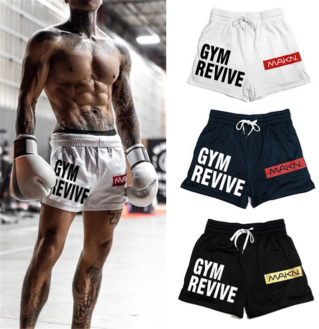 피지크히어로 GYM REVIVE MAKN 전면로고 COOL 통기성 메쉬 3부 숏 헬스 반바지