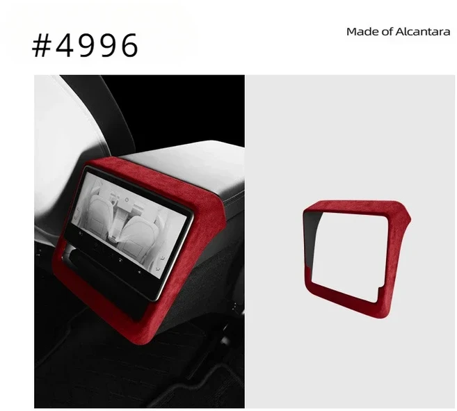 테슬라 모델 3+ 알칸타라 스웨이드 뒷좌석 스크린 프레임 장식 커버 신형 Y 주니퍼 2025 액세서리 (후면 디, 10 Red