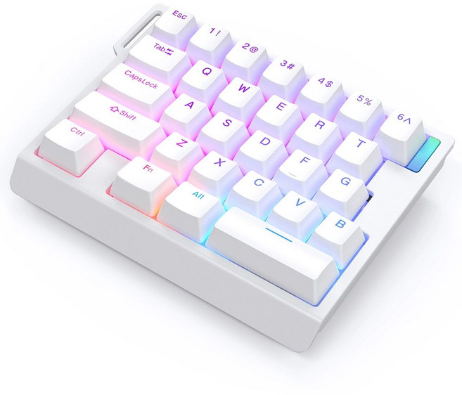 ZUOYAHE30 한손 게임 키보드 유선 기계식 알루미늄 e스포츠, 제조사 제공 자석 축, HE30 화이트 키보드