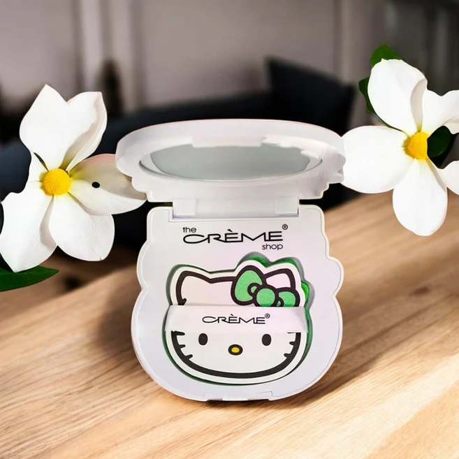 The Crème Shop 더크림샵 헬로키티 유분 제거 오일컨트롤 케어 거울 컴팩트 기름종이 100매 그린 리본, 1병 - 쿠팡